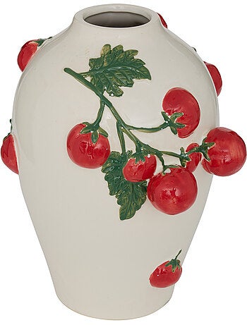 Vase motif tomates en relief en dolomite DELLA