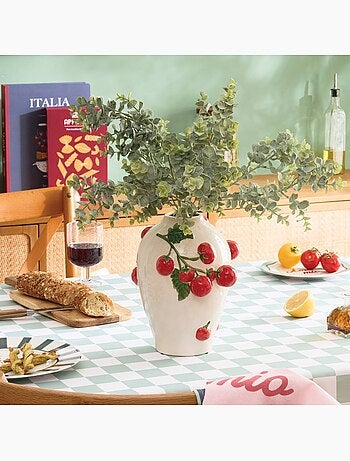 Vase motif tomates en relief en dolomite DELLA