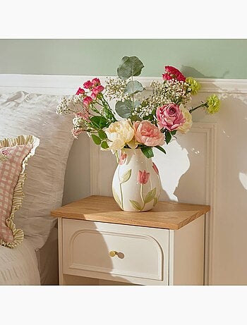 Vase motif tulipes en relief en dolomite FLDR