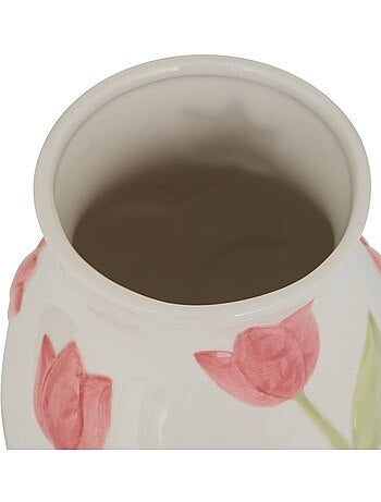 Vase motif tulipes en relief en dolomite FLDR