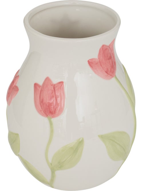 Vase motif tulipes en relief en dolomite FLDR - Kiabi