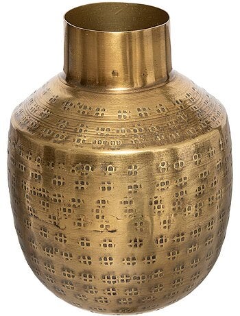 Vase "Oasis" métal martelé doré H15cm