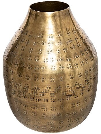 Vase "Oasis" métal martelé doré H15cm