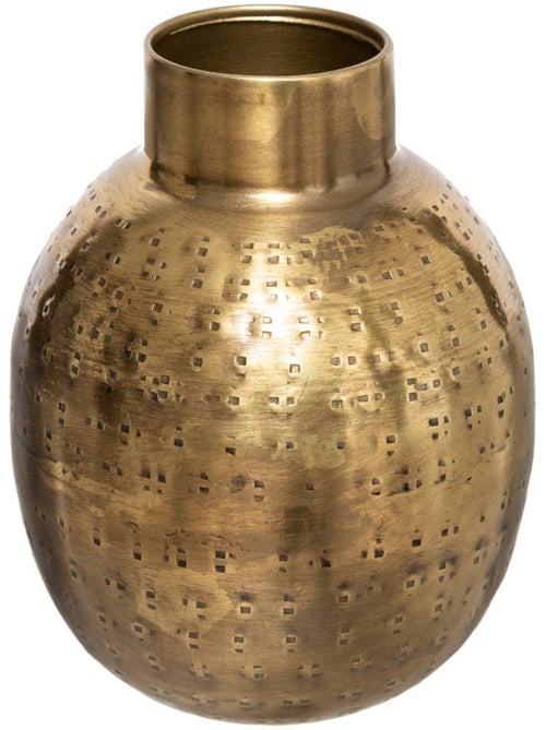 Vase "Oasis" métal martelé doré H15cm - Kiabi