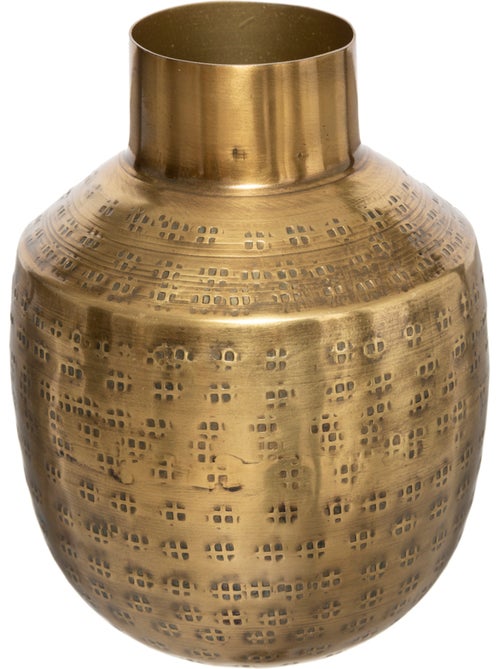 Vase "Oasis" métal martelé doré H15cm - Kiabi