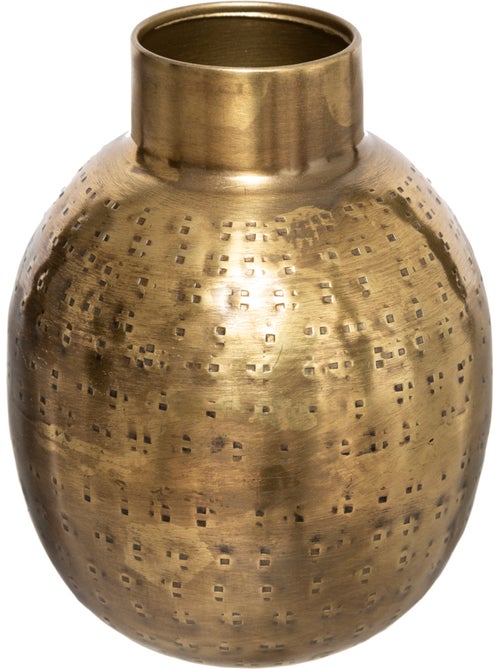 Vase "Oasis" métal martelé doré H15cm - Kiabi