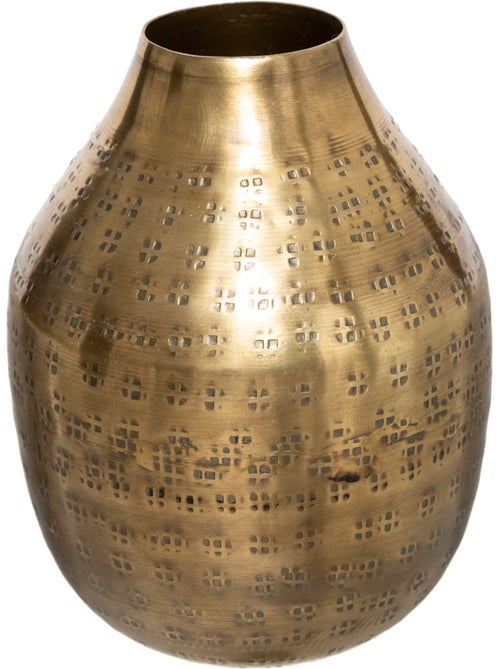 Vase "Oasis" métal martelé doré H15cm - Kiabi