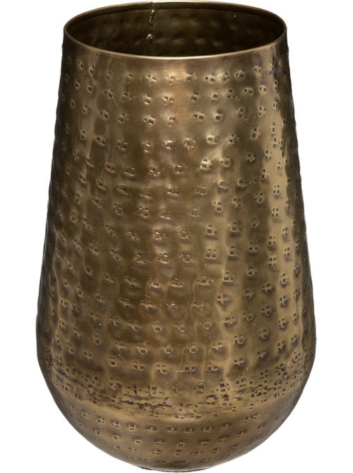 Vase "Oasis" métal martelé doré H23cm - Kiabi