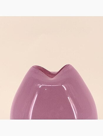 Vase ondulé en verre opaque rose 22cm