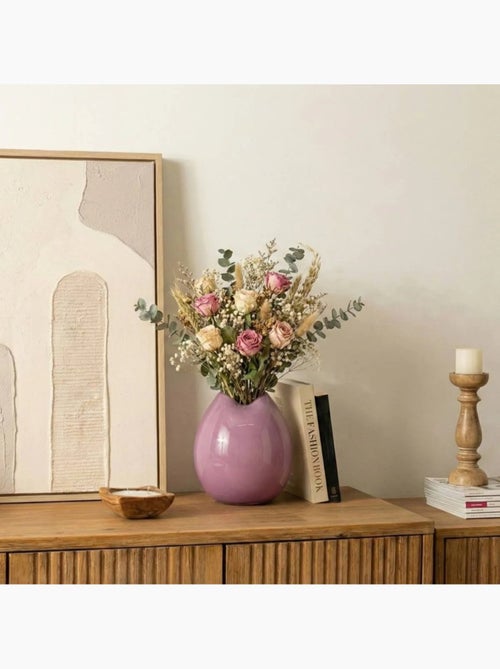 Vase ondulé en verre opaque rose 22cm - Kiabi