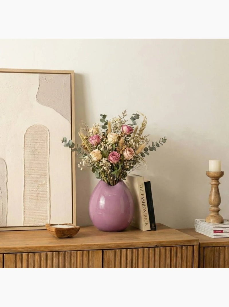 Vase ondulé en verre opaque rose, H22cm Rose - Kiabi