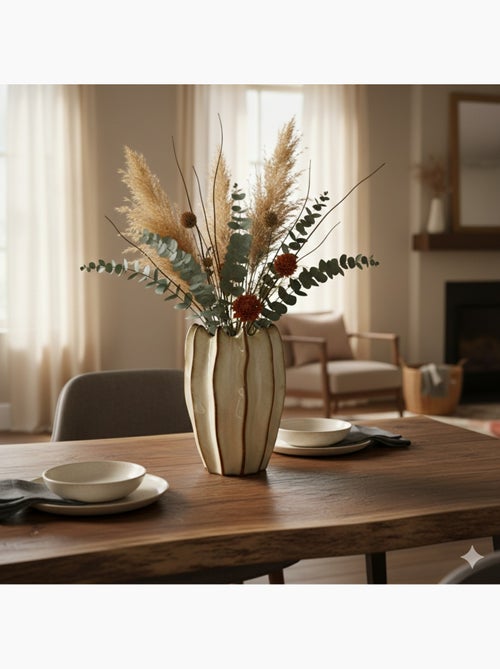 Vase ondulée Design beige - Kiabi