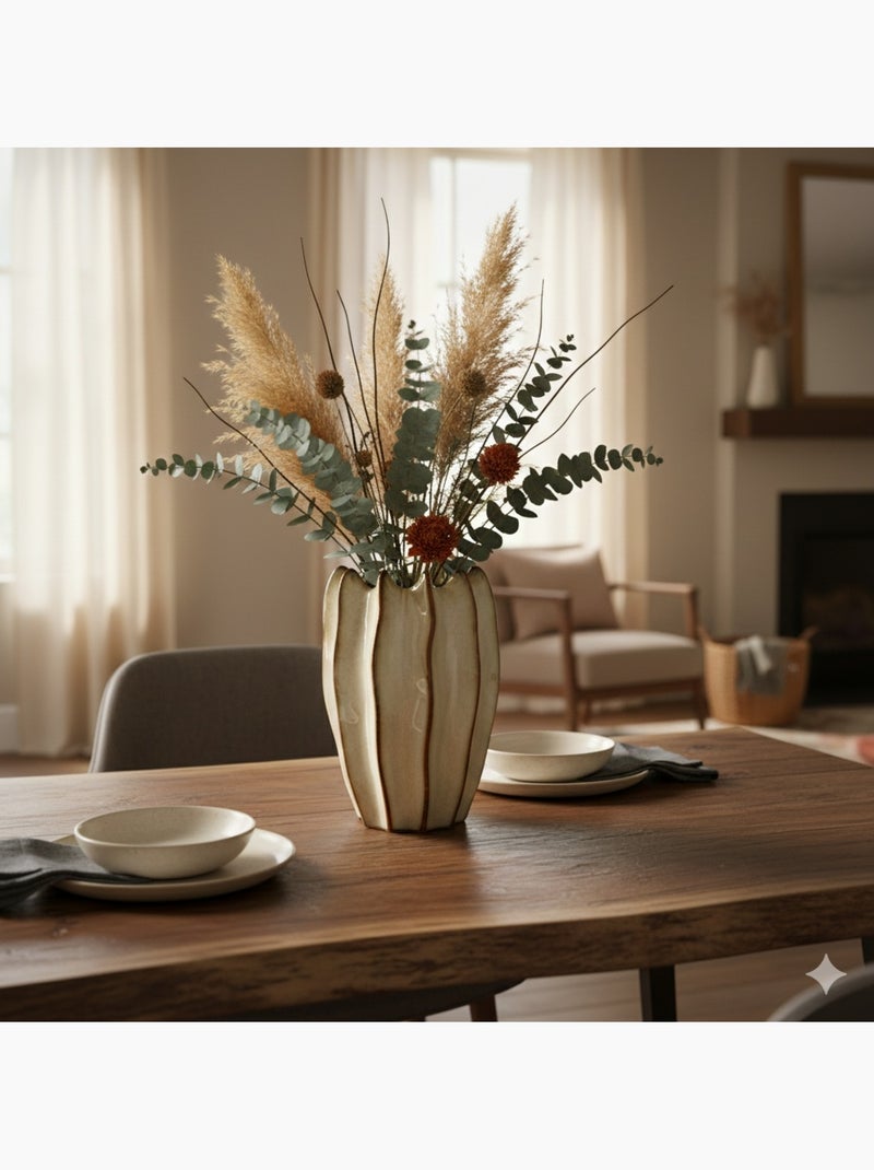 Vase ondulée Design beige Blanc - Kiabi