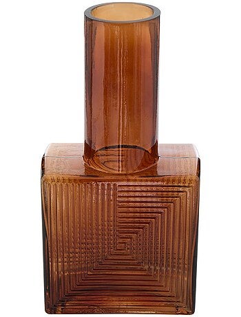 Vase original carré-cylindre en verre RESO