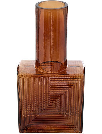 Vase original carré-cylindre en verre RESO