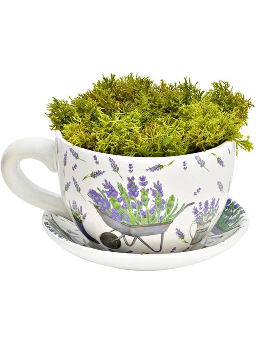 Vase ou cache pot en forme de tasse lavande - Kiabi
