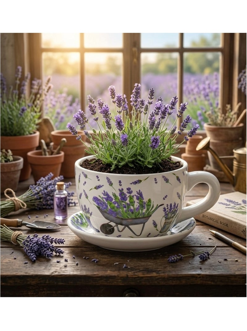 Vase ou pot de fleurs en forme de tasse décor lavande Blanc - Kiabi