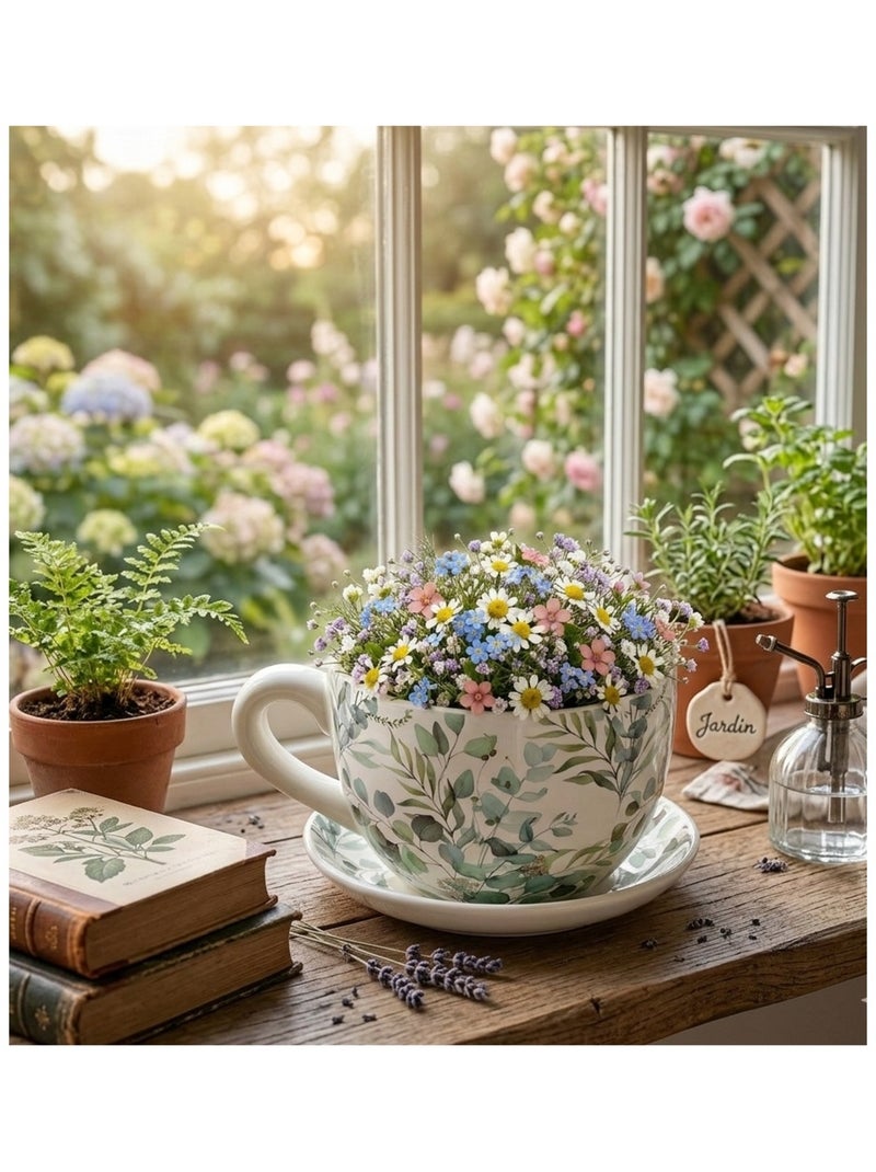 Vase ou pot de fleurs en forme de tasse eucalyptus Vert - Kiabi