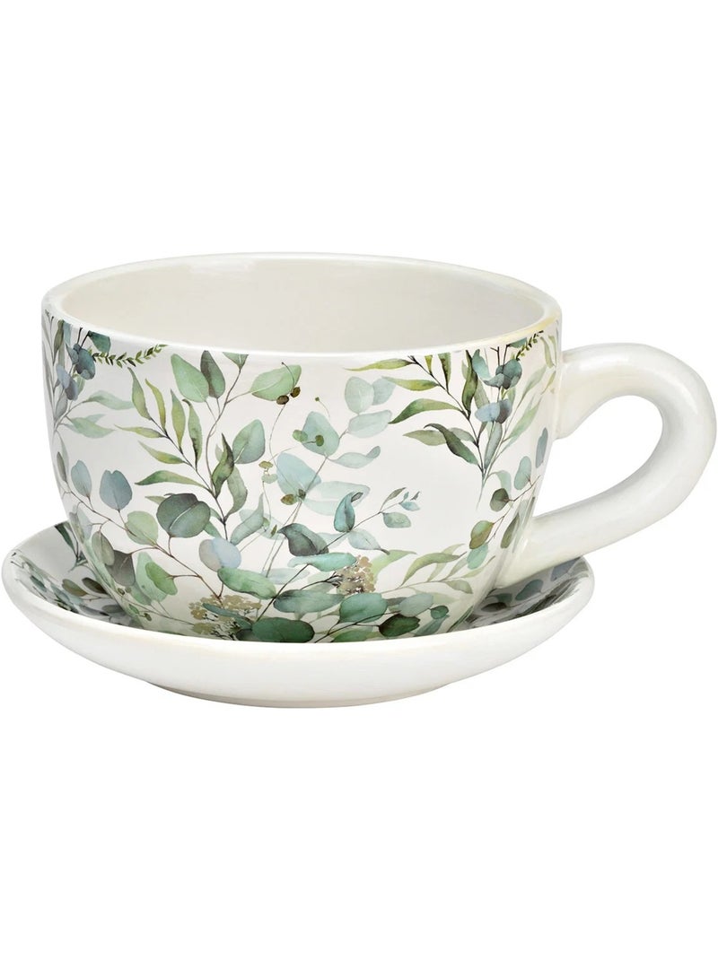 Vase ou pot de fleurs en forme de tasse feuilles d'eucalyptus Vert - Kiabi