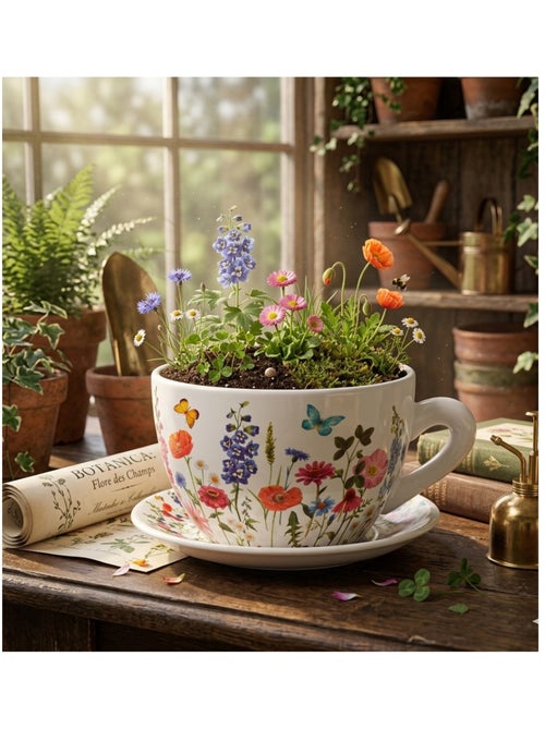 Vase ou pot de fleurs en forme de tasse Fleurie - Kiabi