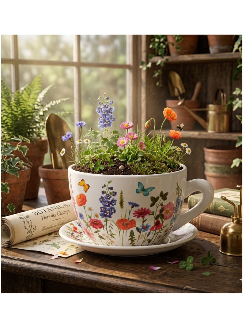 Vase ou pot de fleurs en forme de tasse Fleurie Blanc - Kiabi