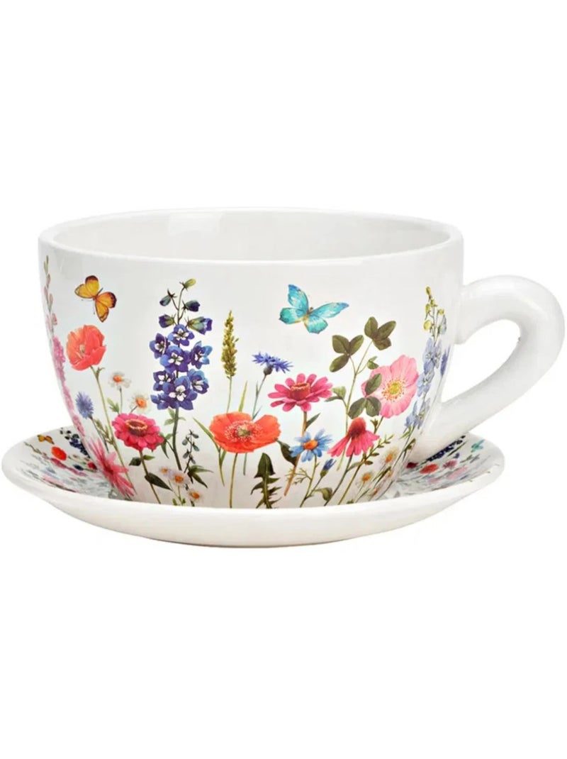 Vase ou pot de fleurs en forme de tasse Fleurie Blanc - Kiabi