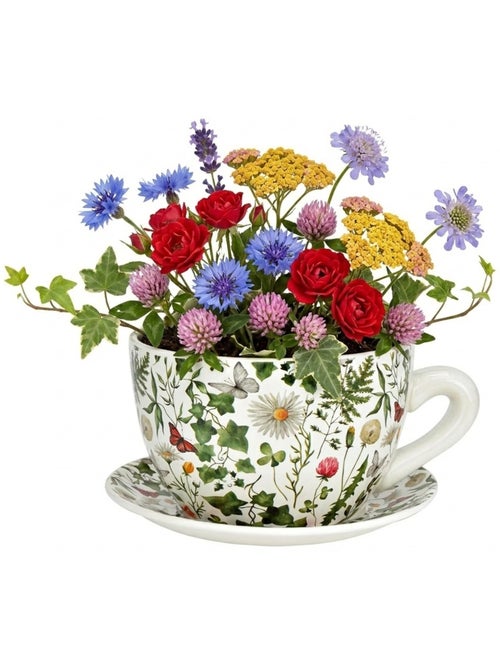 Vase ou pot de fleurs en forme de tasse fleurs des champs - Kiabi