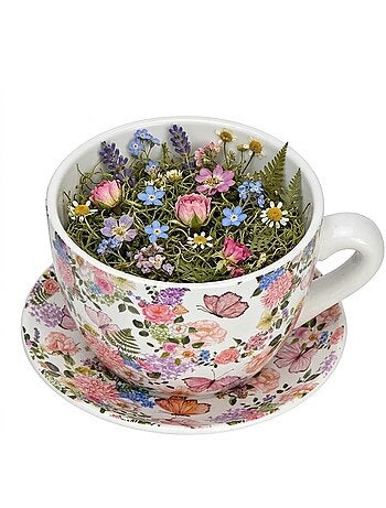 Vase ou pot de fleurs en forme de tasse Florale Colorée