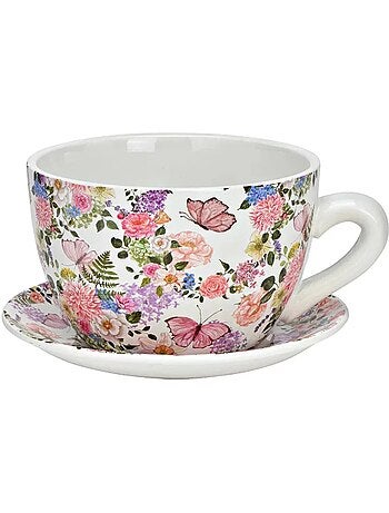 Vase ou pot de fleurs en forme de tasse Florale Colorée
