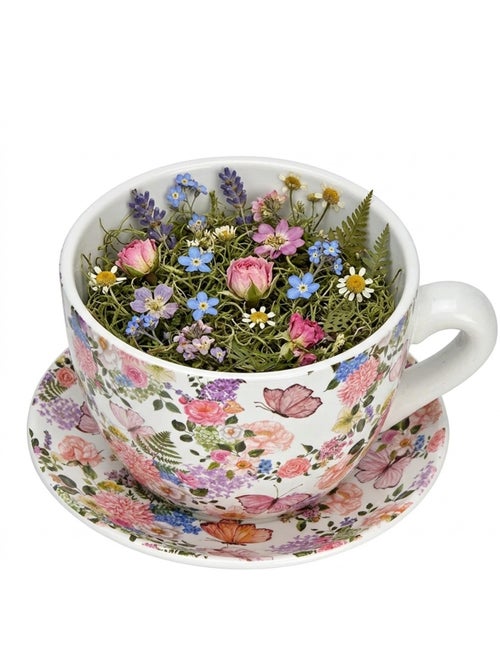 Vase ou pot de fleurs en forme de tasse Florale Colorée - Kiabi