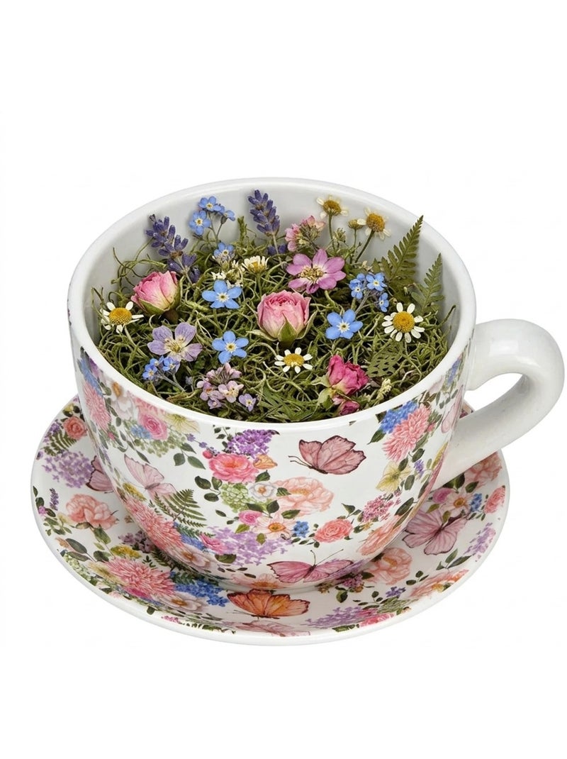 Vase ou pot de fleurs en forme de tasse Florale Colorée Blanc - Kiabi