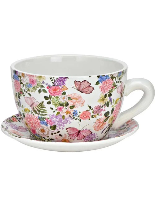Vase ou pot de fleurs en forme de tasse Florale Colorée - Kiabi