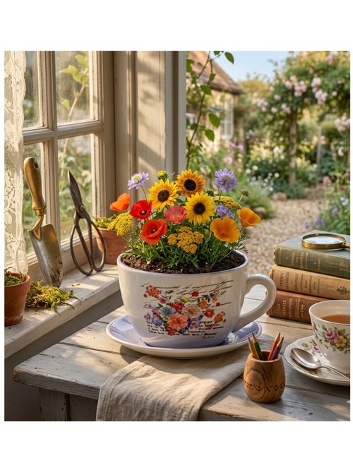 Vase ou pot de fleurs en forme de tasse joli Lilas - Kiabi
