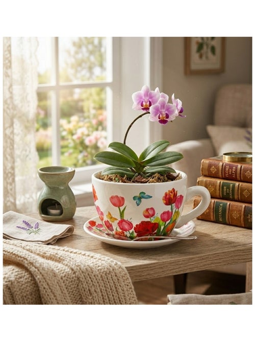 Vase ou pot de fleurs en forme de tasse Jolies tulipes - Kiabi
