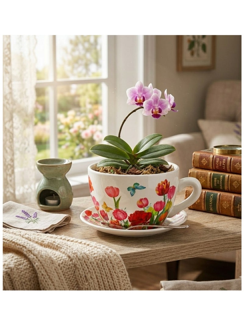 Vase ou pot de fleurs en forme de tasse Jolies tulipes Rouge - Kiabi