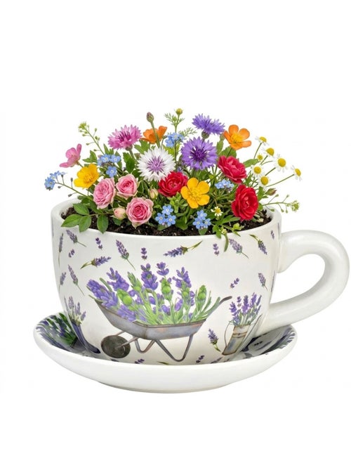 Vase ou pot de fleurs en forme de tasse Lavandes - Kiabi
