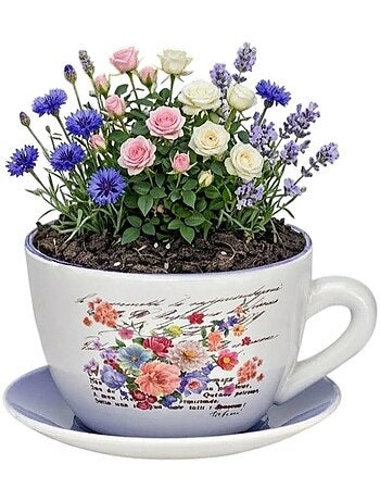 Vase ou pot de fleurs en forme de tasse Lilas