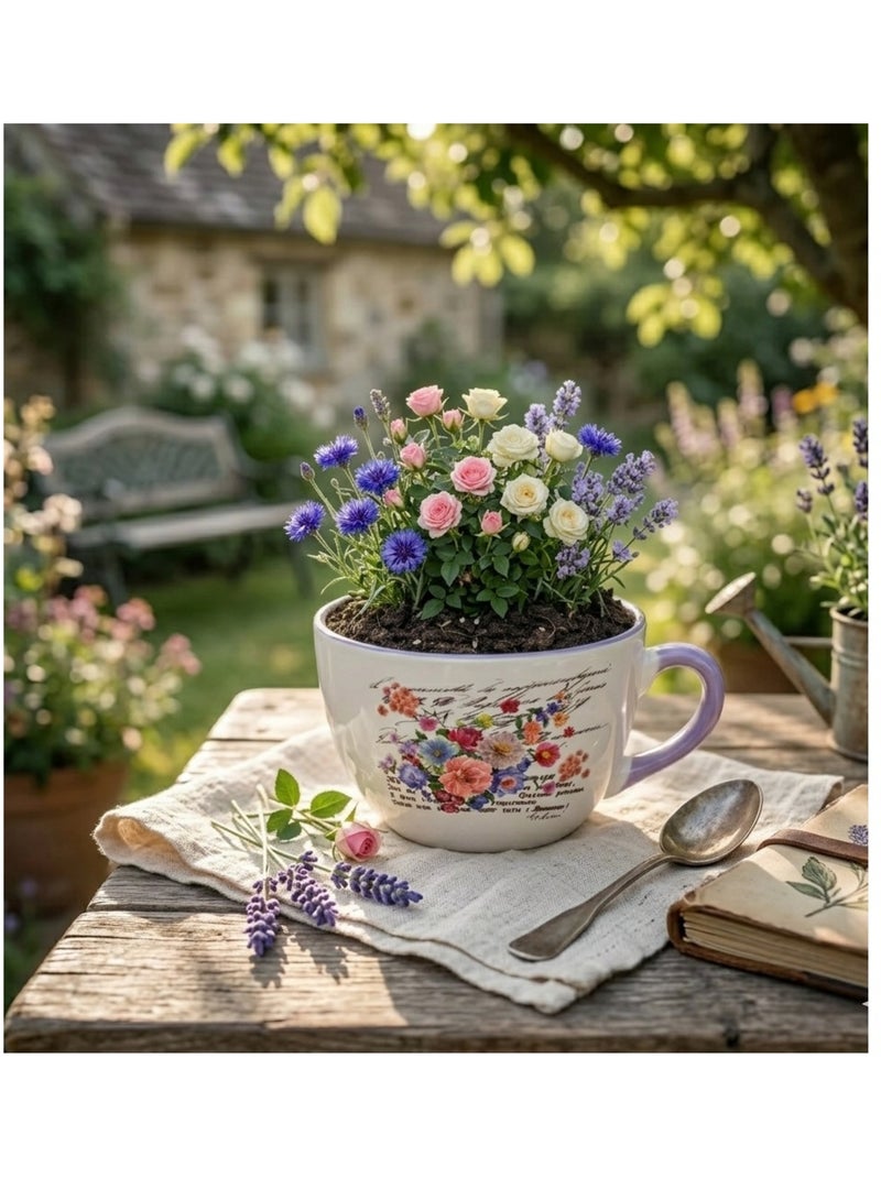 Vase ou pot de fleurs en forme de tasse Lilas Blanc - Kiabi