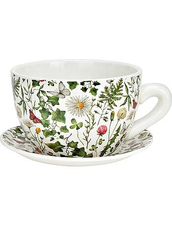 Vase ou pot de fleurs en forme de tasse Marguerites