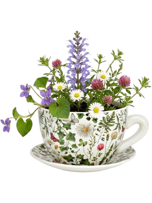 Vase ou pot de fleurs en forme de tasse Marguerites - Kiabi