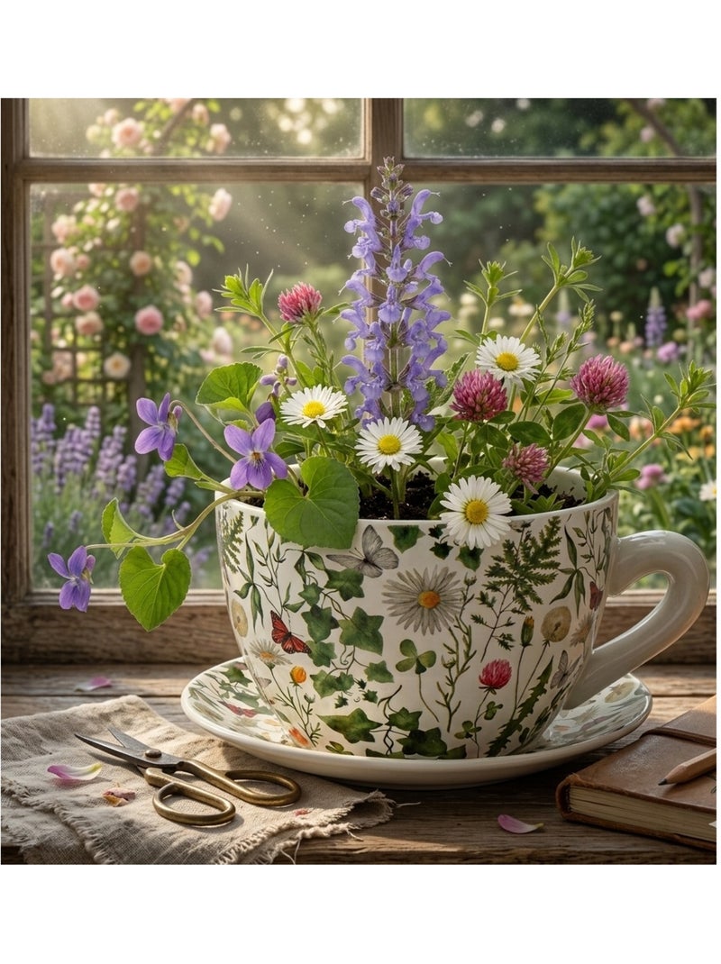 Vase ou pot de fleurs en forme de tasse Marguerites Blanc - Kiabi