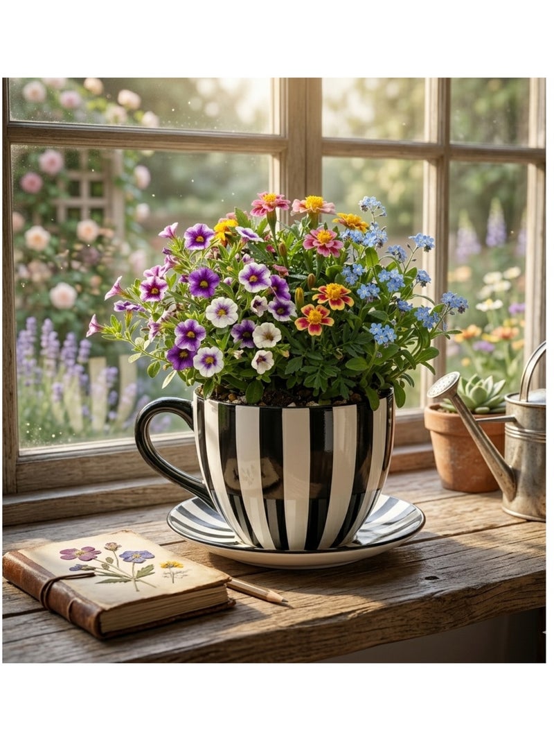Vase ou pot de fleurs en forme de tasse rayée Noir - Kiabi