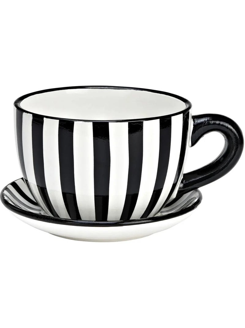 Vase ou pot de fleurs en forme de tasse rayée Noir - Kiabi