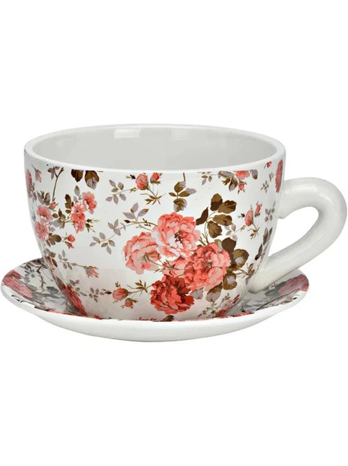 Vase ou pot de fleurs en forme de tasse roses - Kiabi