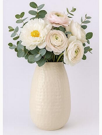 Vase ovale en céramique aspect martelé - Afibel