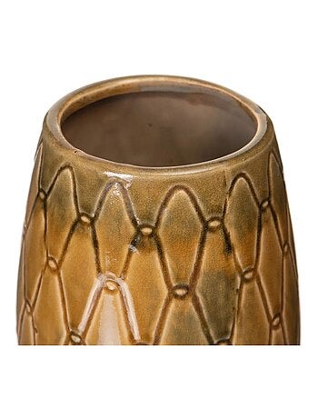 Vase patiné moutarde
