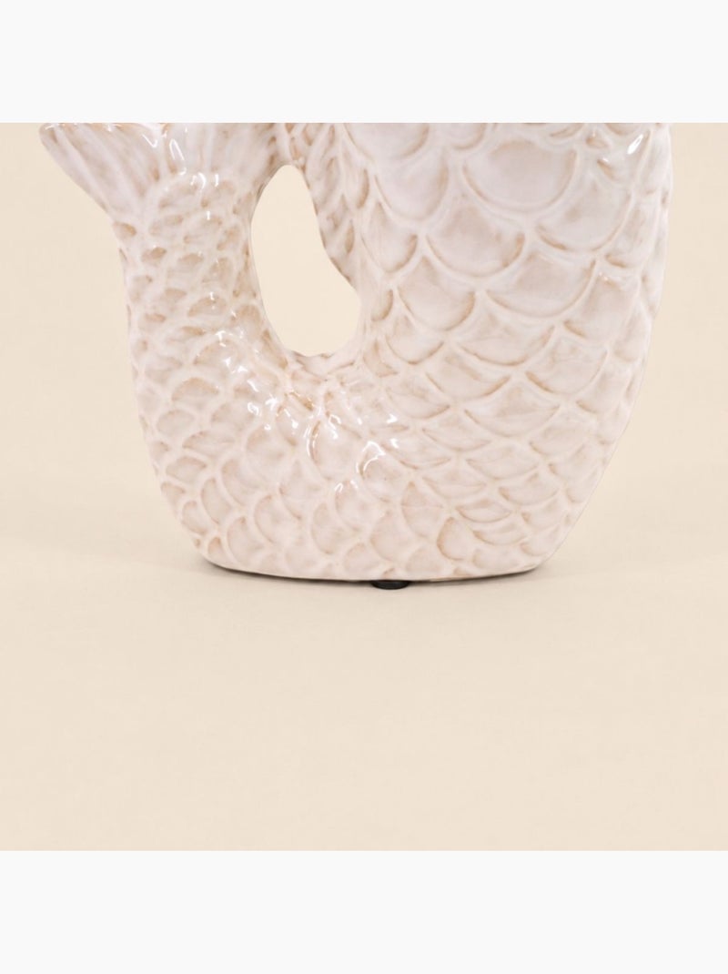 Vase poisson émaillé blanc cassé, h23cm Blanc - Kiabi