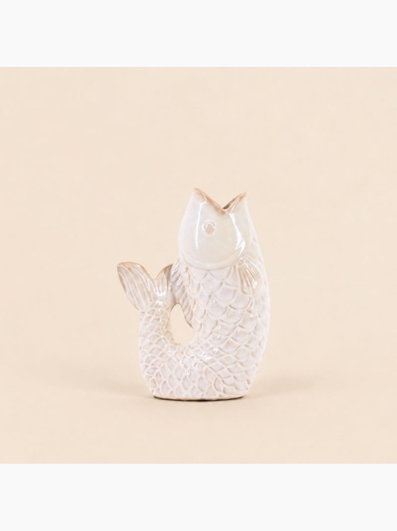 Vase poisson émaillé blanc cassé, h23cm Blanc - Kiabi