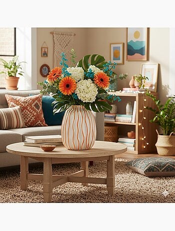 Vase raye en ceramique