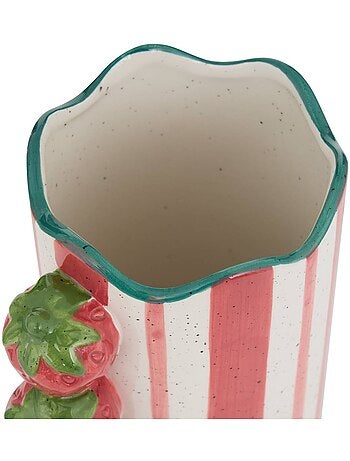 Vase rayé fraises en dolomite FRUITY